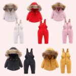 16 Infant & Toddler Hooded Fur Down Jacket with Overalls