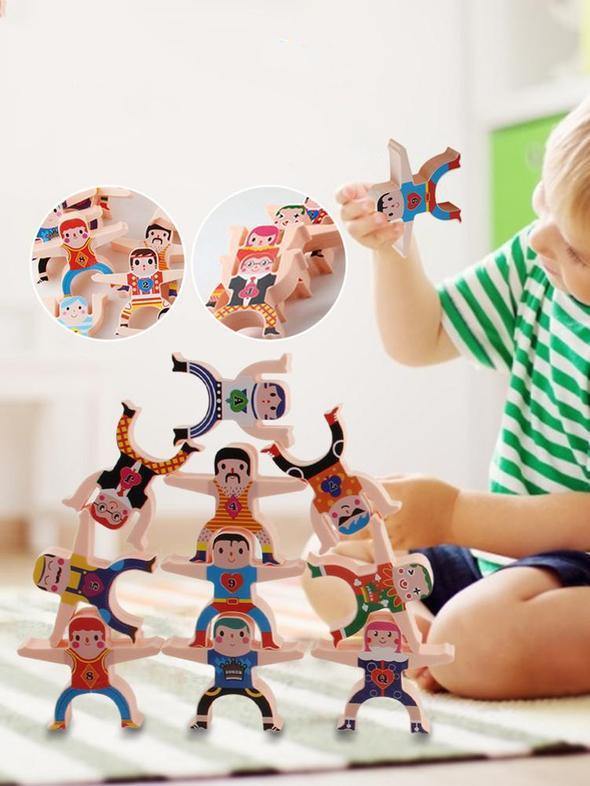Stacking Toys Wooden Stacking Games Interlock Toys Hercules Acrobatic Toys Balancing Blocks Activity Games Toddler Educational Toys for Kids Adults 