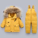1A 1 2-Piece Ski Suit for Kids– Fluffy Fur Hoodie, Unisex Outfit