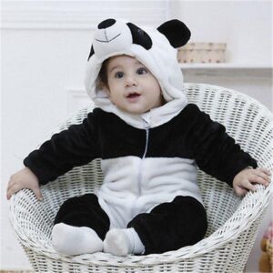 Black White Cute Hooded Climbing Pajamas Romper - tinyjumps