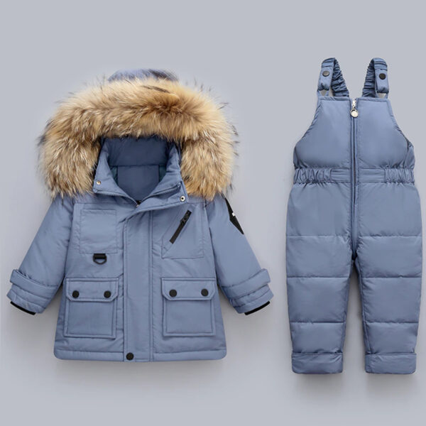 2A 1 2-Piece Ski Suit for Kids– Fluffy Fur Hoodie, Unisex Outfit