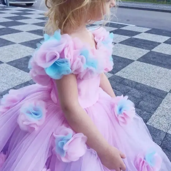 3D Flower Girls Flower Girls Dress Party Dresses Ball Gowns Off Shoulder Birthday Pageant Party Dresses 7b682878 1714 4e1a a88d 10921f73caa5 1 Cotton Candy Tulle Ball Gown