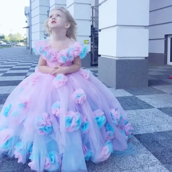 3D Flower Girls Flower Girls Dress Party Dresses Ball Gowns Off Shoulder Birthday Pageant Party Dresses b2c8b409 58c2 4e2c ac05 dac690b74f28 1 Cotton Candy Tulle Ball Gown
