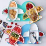 3Pcs set Aircraft Ceramics Baby Learning Dishes Baby Feeding Dinner Plates Milk cup Pallet fork spoon 1 1 Food Separating Set for Kids