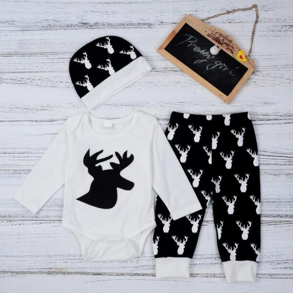 Monochrome Reindeer Romper Outfit - tinyjumps