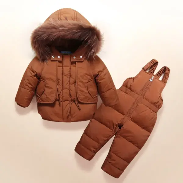 Artboard 13 1 1 Kids Puffer Fur Jacket with Overalls