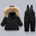 Artboard 2 3 2-Piece Ski Suit for Kids– Fluffy Fur Hoodie, Unisex Outfit
