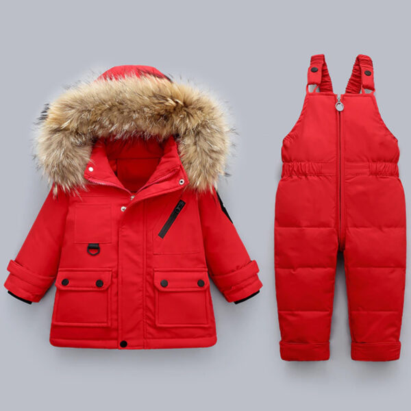 Artboard 3 3 2-Piece Ski Suit for Kids– Fluffy Fur Hoodie, Unisex Outfit