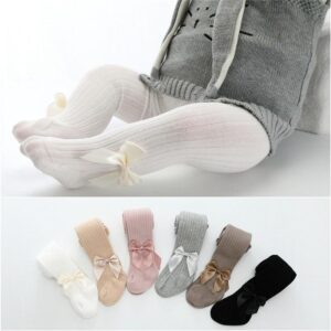 Baby Pantyhose Girls Tights Toddler Girl Winter Clothes Cute Girl Bow Pants Cotton Breathable Stockings Knit 3 Pairs Preemie Socks for Winters