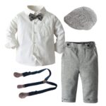 Boys Long Sleeve Clothes for 1 3 5 Years Toddler Set Hat Shirt Bow tie Pants Toddler Set Gentleman