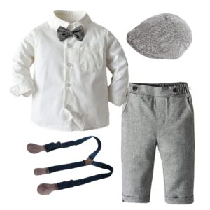 Boys Long Sleeve Clothes for 1 3 5 Years Toddler Set Hat Shirt Bow tie Pants Gentlemen Kid Boy