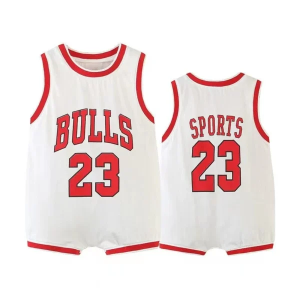 Bulls 23 White Kids NBA Basketball Jersey Romper