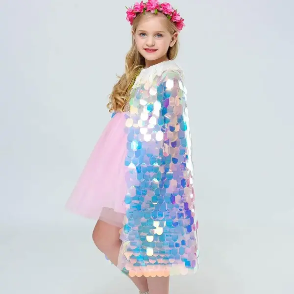 Girls Little Mermaid Cloak Children Colorful Sequined Capes Princess Cloak Kids Shiny Bright Party Costume Girl 0f1577b9 5a38 4d4f 8437 9492e33b9b90 Sparkly Princess Cape