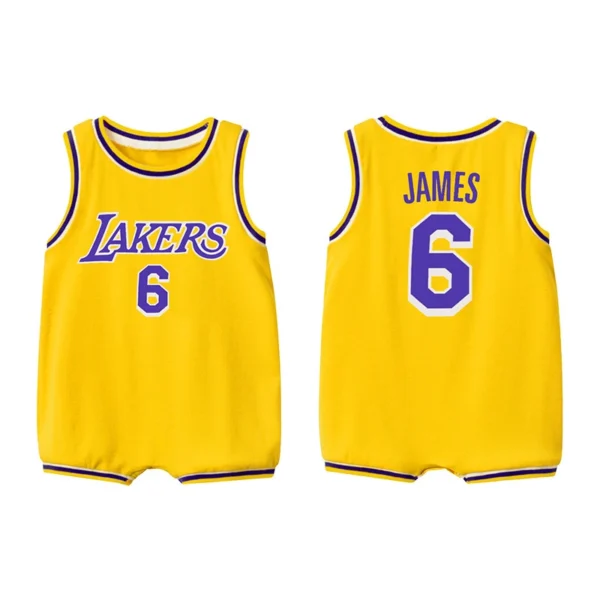 Lakers 6 Yellow Kids NBA Basketball Jersey Romper