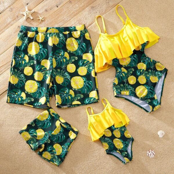Lemon Printed Family Swimsuits - tinyjumps