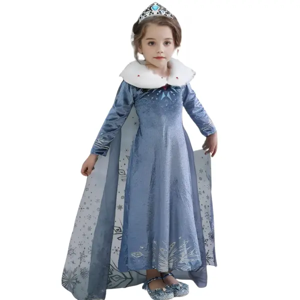 Princess Flower Girl Dress 4 removebg preview 1 Toddlers & Kids Girl Frozen Elsa Sparkly Velvet Dress With Cape
