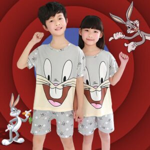Short-Sleeve Cartoon Kid Pajama Sets - tinyjumps