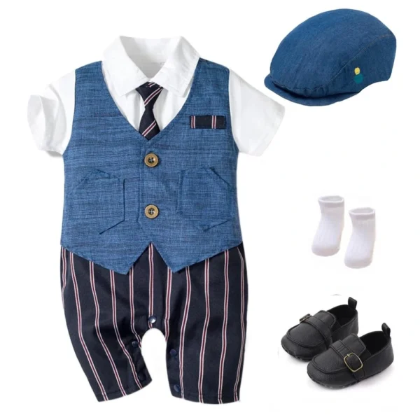 Buy Baby Boy Gentleman Outfit | 4 Piece Vest Romper