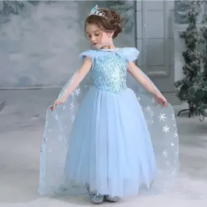 Toddler Kid Girl Princess Gold Rim Lace Long Sleeve Dress 7 Kid Girl Dresses