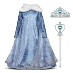 Untitled design 48 1 Toddlers & Kids Girl Frozen Elsa Sparkly Velvet Dress With Cape