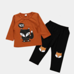 Casual-Baby-Boy-Cartoon-Fox-Printing-Three-Quarter-Top-And-Trousers-Kit-Kid-Two-piece-Outfit
