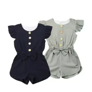 Ruffled Sleeves Button Jumpsuit