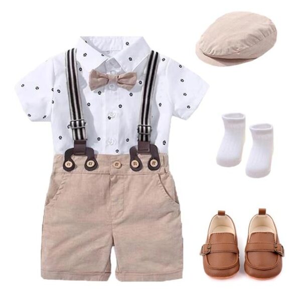 v 7 PCS Suits 3 761491211 Handsome Printed Rompers with Bow and Hat