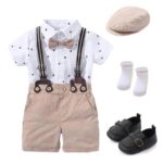 v 7 PCS Suits 5 965988755 Handsome Printed Rompers with Bow and Hat
