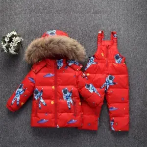 z4 Kids Puffer Fur Jacket with Overalls