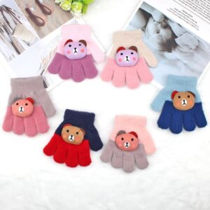 1 Pair New Cute Cartoon Doll Baby Kids Gloves Winter Woolen - tinyjumps