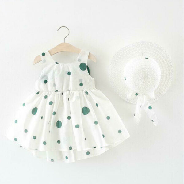 10 Girls White Cotton Dress with Hat