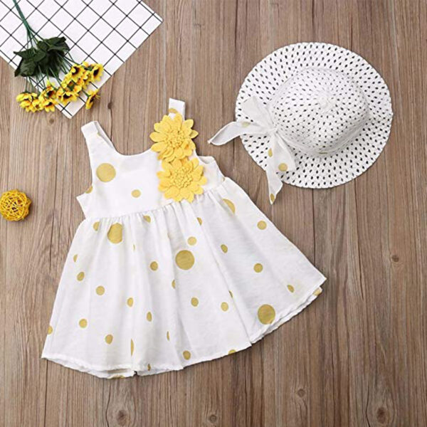 4 10 Girls White Cotton Dress with Hat