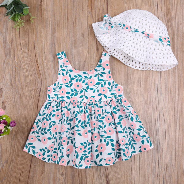 7 2 Girls Floral frock with Hat