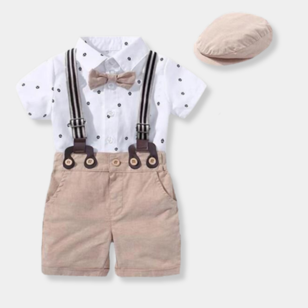 8 Handsome Printed Rompers with Bow and Hat