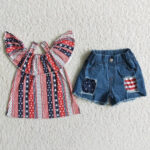 2021 Independence Day 1 6Y Toddler Kids Girl ClothesArtboard 5 2 Pcs veterans Newborn Outfit