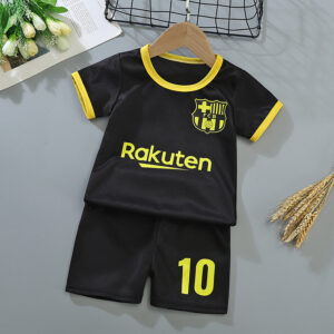 1 10Y Summer Football Tracksuits Baby Boy Short Sleeve Tops Tee Pants Suit Breathable Teenage Girls 4 Kid Girl Outfits & Sets