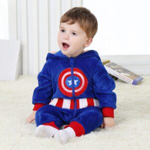 Baby America Captain Clothing Long Sleeve Hooded Baby Rompers Jumpsuits for Boy Girl Infant Overalls 2 Infant Double Hook Up Designer Sneakers