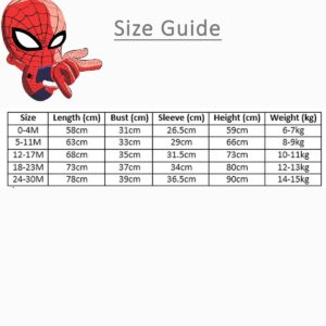 spiderman size jumpsuit guide Baby Girl