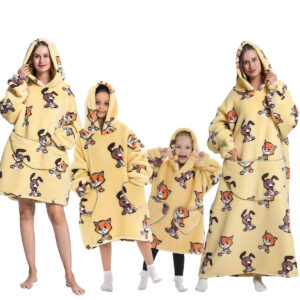 Matching Dog Print Hoodie Blanket