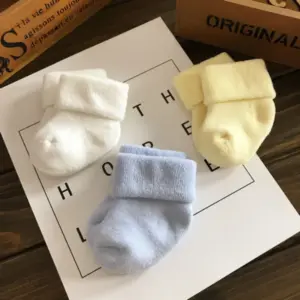Untitled design 36 5 Pairs Newborn Cuffed Socks – Mid Calf Terry Blue Socks