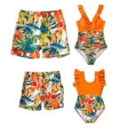 Untitled design 2024 04 18T143007.083 removebg preview Tropical Plant Print Splicing Ruffle One-Piece Matching Family Swimsuits