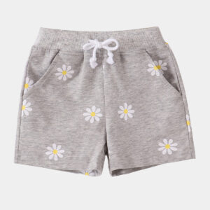 Toddlers Floral Print Drawstring Pocket Jersey Shorts