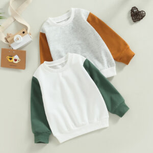 Infant Baby Boys Girls Sweatshirts Crew Neck Contrast Color Long Sleeve Baby Hoodies Autumn Winter Casual Toddler Girl