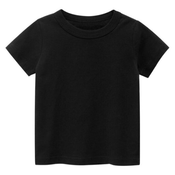 Kids Plain T Shirt Tops for Child Boys Girls Baby Toddler Solid Blank Cotton Clothes Kids Plain T Shirt Tops For Child Boys Girls Baby Toddler Solid Blank Cotton Clothes White Black Children Summer Tees 1-8 Years - T-shirts