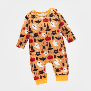 Buy Infant Pumpkin Ghost Print Jumpsuit-100% Cotton