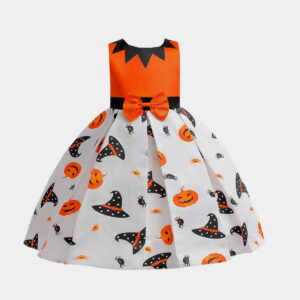 Kid Girls Pumpkin Witch Cosplay Dress - Halloween Attire