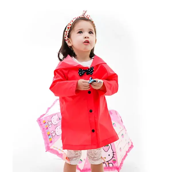 Artboard 8 1 6 Kids Hooded Button-Down Jacket - Raincoat With Bow Cover