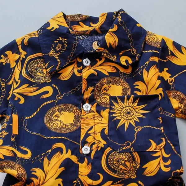 99 Navy Blue with Yellow Floral Print Outfit