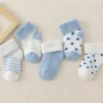 Untitled design 2024 02 12T175336.977 5 Pairs Newborn Cuffed Socks – Mid Calf Terry Blue Socks