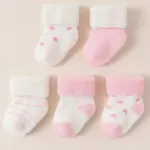 Untitled design 89 5 Pairs Newborn Cuffed Socks – Mid Calf Terry Pink Socks